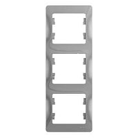 Рамка 3-м Glossa верт. алюм. | код. GSL000307 | Schneider Electric