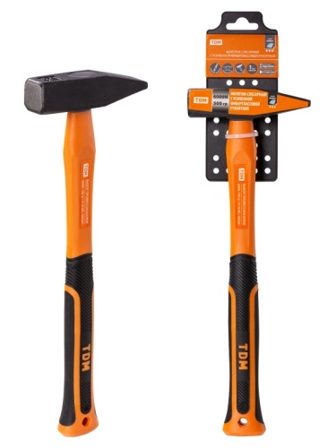 Молоток слесарный, 500 гр, кованый, с усилен. прорезиненной фиберглассовой рукояткой Алмаз TDM | код SQ1036-0113 | TDM