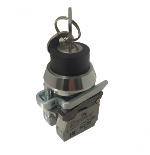 Переключатель Briswik ПЕ 171/3м -С черный 0но+2нз Ключ с фикс 2-поз , во вкл. сост. не вынимается IP40 УХЛ3 10А | код aT-YB-0Ai-0123 | Briswik