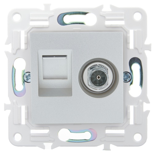 SKANDY Роз. двойная TV+RJ45 кат.6E SK-A15S сереб. IEK | код SK-AK20-2-K23 | IEK фото 3 SKANDY Роз. двойная TV+RJ45 кат.6E SK-A15S сереб. IEK | код SK-AK20-2-K23 | IEK фото 3