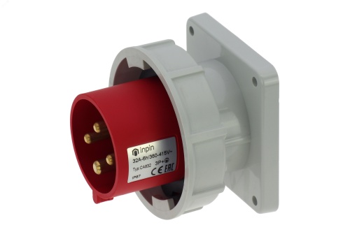 Вилка встраиваемая 32A/400V/3P+E/IP67, фланец 86x86 | код CA832 | INPIN