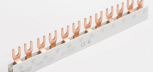 Шинка гребенчатая P-2L/210/10, тип штырь, 2P-12Mod., 10mm?, 63A, 230/415V, 210mm | код KP21210 | KASEEY