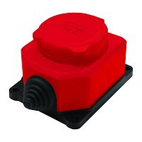 Розетка настенная 1-м 1ф "КОМПАКТ" с загл IP44 16А каучук красный UNIVersal | код 3075 | Universal