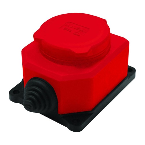 Розетка настенная 1-м 1ф "КОМПАКТ" с загл IP44 16А каучук красный UNIVersal | код 3075 | Universal Розетка настенная 1-м 1ф "КОМПАКТ" с загл IP44 16А каучук красный UNIVersal | код 3075 | Universal