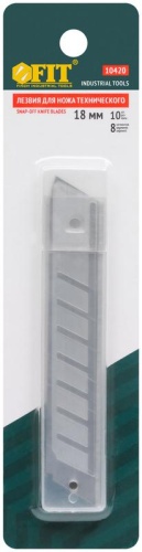 Набор лезвий для ножа технического 18мм 8 сегментов сталь SK5 (уп.10шт) FIT 10420 фото 3