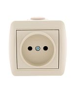 Розетка 1-м ОП Ната 16А IP20 без заземл. керамика крем. LEZARD 710-0300-121