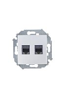 Розетка компьютерная двойная RJ - 45 кат. 5e (AMP), алюминий (20 шт.) , S15, SIMON | код 1591552-033 | SIMON