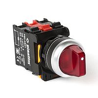 PB0-AK134B5 Переключатель с подсветкой, с фиксацией, 3 положения 1-0-2, 2NC. AC/DC 24 В. (Красный) | код PB0-AK134B5 | Plastim