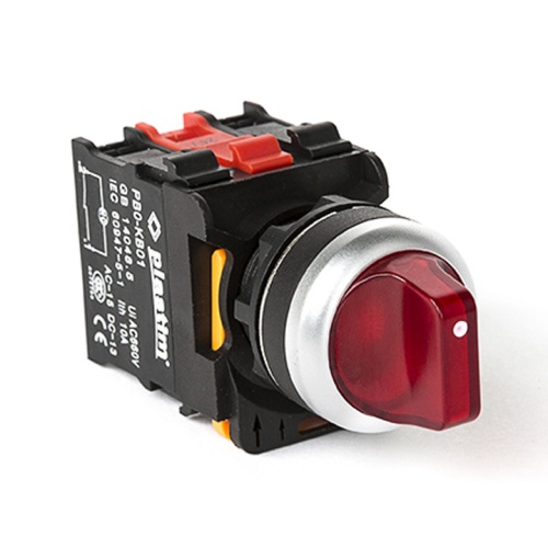 PB0-AK134B5 Переключатель с подсветкой, с фиксацией, 3 положения 1-0-2, 2NC. AC/DC 24 В. (Красный) | код PB0-AK134B5 | Plastim PB0-AK134B5 Переключатель с подсветкой, с фиксацией, 3 положения 1-0-2, 2NC. AC/DC 24 В. (Красный) | код PB0-AK134B5 | Plastim