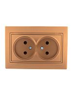 Розетка 2-м СП Мира 16А IP20 без заземл. со вставкой керамика зол. метал. LEZARD 701-1313-128