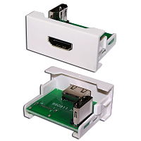 Вставка Mosaic 22.5x45 с адаптером HDMI 90 градусов, мама, белая | код LAN-WA-LP-HD90F-WH | LANMASTER