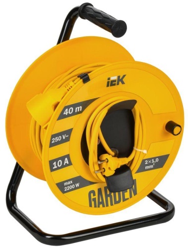 Удлинитель на катушке 1х40м Garden УК40 2P 2х1.0кв.мм | код GD-KP50-10-01-40 | IEK