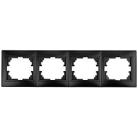 Рамка для розеток и выключателей Intro Plano 1-504-05 на 4 поста горизонтальная, СУ, антрацит | код Б0044581 | ЭРА