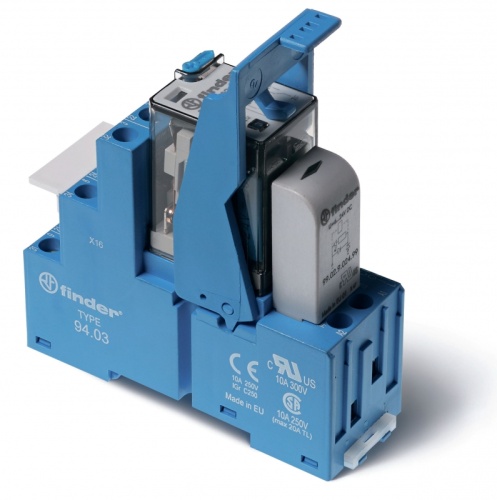 Интерфейсный модуль (сборка 55.33.8.120.0010 + 99.02.0.230.98 + 94.03SPA), электромеханическое реле, 3CO 10A, контакты AgNi, питание 120В AC, категория защиты IP20, винтовые клеммы, пластиковая клипса, LED + варистор | код 583381200060SPA |