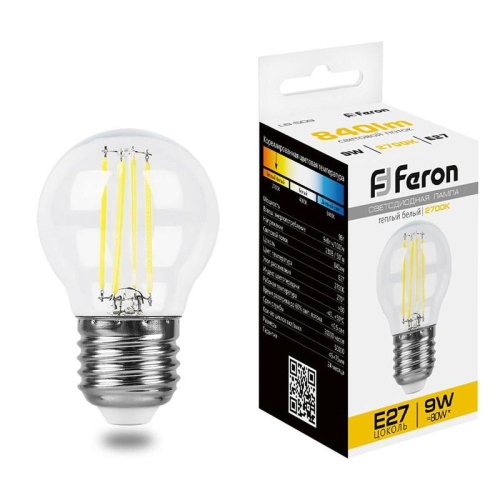 Лампа светодиодная 9Вт 230В E27 2700К прозрачн. LB-509 FERON 38003 Лампа светодиодная 9Вт 230В E27 2700К прозрачн. LB-509 FERON 38003
