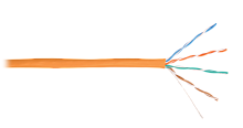 Кабель NIKOLAN U/UTP 4 пары, Кат.5e (Класс D), 100МГц, одножильный, BC (чистая медь), 24AWG (0,49мм), внутренний, LSZH нг(А)-HFLTx, оранжевый, 100м | код NKL 2101C-OR | NIKOLAN