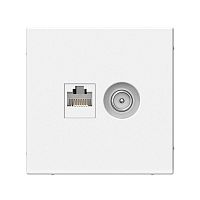 Розетка компьютерная + телевизионная 2-м ArtGallery RJ45 + TV кат.5E бел. | код GAL000189 | Systeme Electric