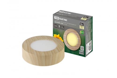 Светильник накладной светодиодный круг Даунлайт СПО (сосна) 6 Вт 120*32 мм 3000К TDM | код SQ0329-0411 | TDM