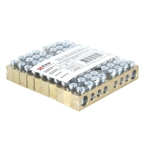 Шина PEN "ноль-земля" (8х12мм) 10 отверстий латунь крепеж по центру PROxima | код sn0-125-10-c | EKF фото 3