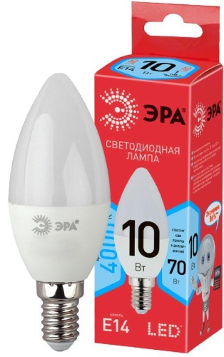 Лампа светодиодная ECO LED B35-10W-840-E14 (диод свеча 10Вт нейтр. E14) | Код. Б0032963 | ЭРА