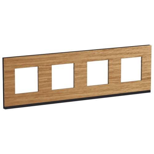 UNICA PURE РАМКА 4-постовая, горизонтальная, ДУБ/антрацит | код NU600884 | Systeme Electric