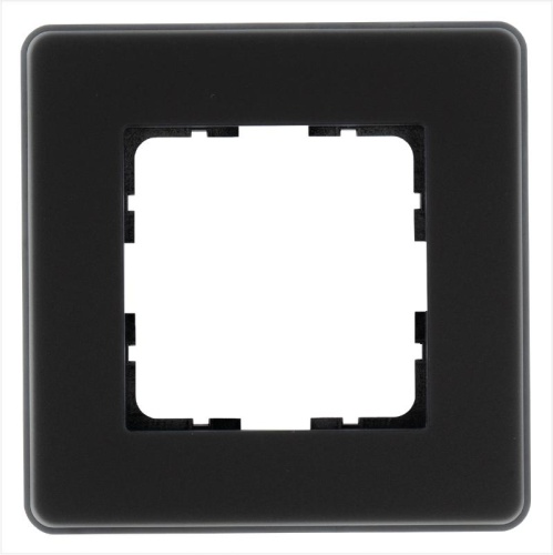 Рамка 1-м G-Glass закругленная стекло матов. черн. Jasmart G1001GB-RM