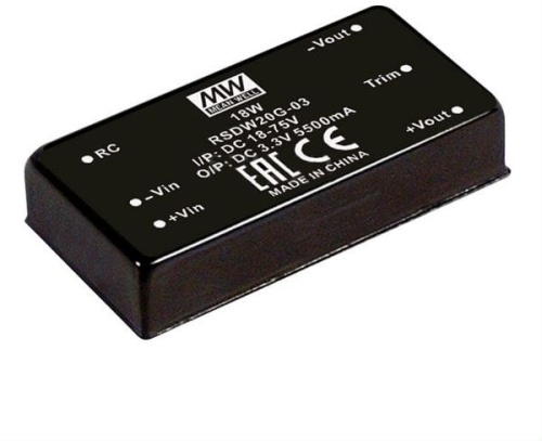 Источник питания DC-DC, 20Вт, вход 18…75В, выход 3.3В/5.5А, изоляция 1500В DC, DIP 50.8х25.4х10.2мм, -40...+85С | код RSDW20G-03 | MeanWell Источник питания DC-DC, 20Вт, вход 18…75В, выход 3.3В/5.5А, изоляция 1500В DC, DIP 50.8х25.4х10.2мм, -40...+85С | код RSDW20G-03 | MeanWell