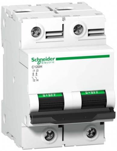 Выключатель автоматический двухполюсный C120H 100А B 15кА | код. A9N18414 | Schneider Electric 