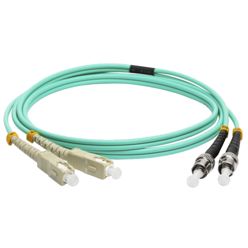 Патч-корд оптический LANMASTER, дуплексный, SC/PC-ST/PC, OM3, LSZH, 1.0 м | код LAN-2SC-2ST/OM3-1.0 | LANMASTER