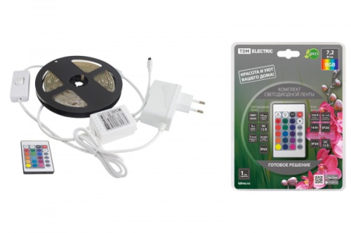 Комплект светодиодной ленты SMD5050-30 LED/м-12 В-7,2 Вт/м-IP65-RGB (3 м), 18 Вт, IR-контроллер TDM | код SQ0331-0236 | TDM Комплект светодиодной ленты SMD5050-30 LED/м-12 В-7,2 Вт/м-IP65-RGB (3 м), 18 Вт, IR-контроллер TDM | код SQ0331-0236 | TDM