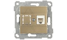 Rita - Розетка телефонная 1хRJ-12, золото доре | код 2200-125-0185 | Mutlusan