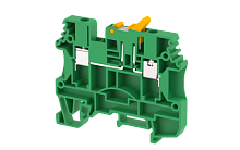 Клемма проходная винтовая 4 мм2 с размыкателем, с тестовым гнездом, на 2 подключения, зеленая DUTKD4TS-GREEN | код 1703160003 | Elmex