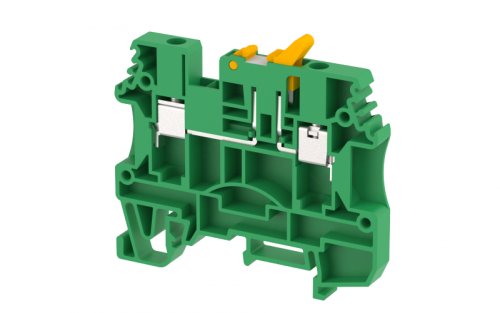 Клемма проходная винтовая 4 мм2 с размыкателем, с тестовым гнездом, на 2 подключения, зеленая DUTKD4TS-GREEN | код 1703160003 | Elmex