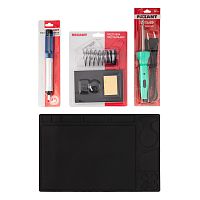 Набор К20 для пайки REXANT продвинутый (паяльник с подсветкой, подставка, экстрактор, коврик) | код 09-3760 | REXANT