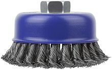 Щетка для УШМ, М14, Чашка, крученая витая проволока 0,5 мм, 100 мм, блистер, Profi | код 82-899 | FIT