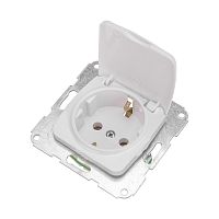 DEA Розетка 1-ая керамика с/з с крышкой с/у 16А мех. Бел KRANZ | код KR-78-0216 | KRANZ