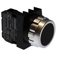 Кнопка круглая без фиксации, черная (2НО), H101DH | код H101DH | EMAS