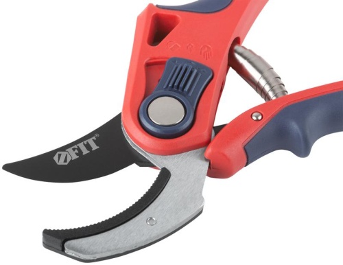 Секатор, режущие кромки встык с наковальней, регулир. раскрытия, ленточная пружина, прорезин. ручки | код 77091 | FIT фото 8