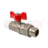 Кран шаровой со сгоном 11Б27фт1М никелированный 1/2' ВН ручка бабочка | код VF.227.NB1.012 | VALFEX-T