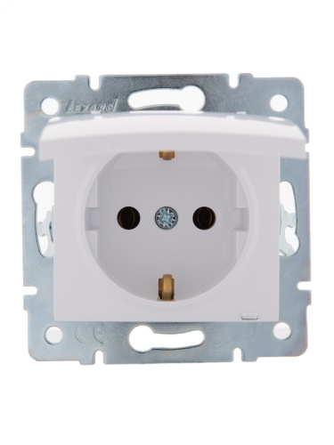 KARINA Розетка с/з с крышкой керамика белая (10шт/120шт) | код 707-0288-123 | Lezard