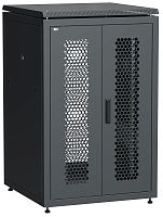 ITK Шкаф сетевой напольный 19" LINEA N 24U 800х800мм двустворчатая перфорированная дверь, задняя перфорированная черный | код LN05-24U88-2PP | IEK