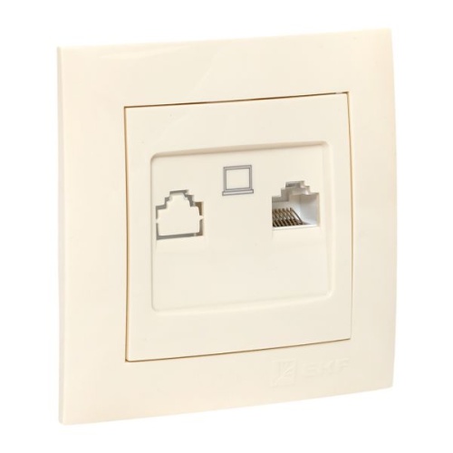 Валенсия розетка компьютерная RJ-45 1-местная кремовая PROxima | код EWK01-035-20 | EKF фото 3 Валенсия розетка компьютерная RJ-45 1-местная кремовая PROxima | код EWK01-035-20 | EKF фото 3