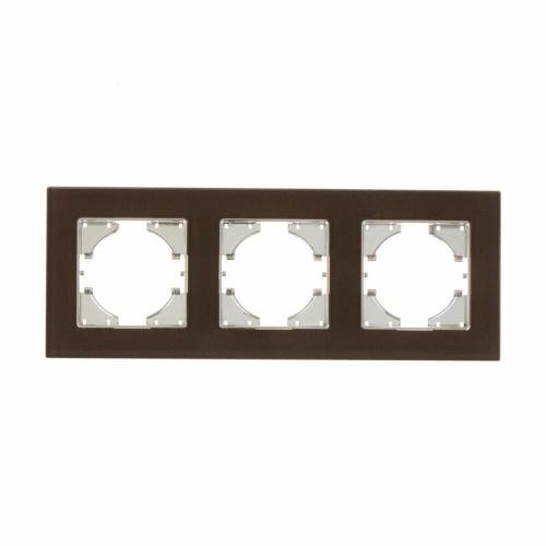 Рамка 3-местн. Ugra стекло корич. | код С1130-033 | GUSI