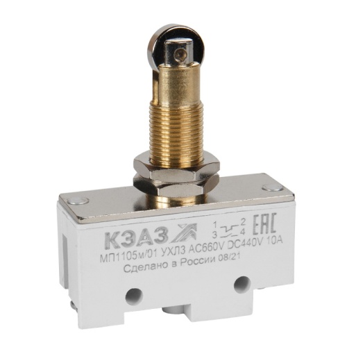 Микропереключатель МП-1105м/01 (продольный ролик-винт)-КЭАЗ | код 303986 | КЭАЗ Микропереключатель МП-1105м/01 (продольный ролик-винт)-КЭАЗ | код 303986 | КЭАЗ