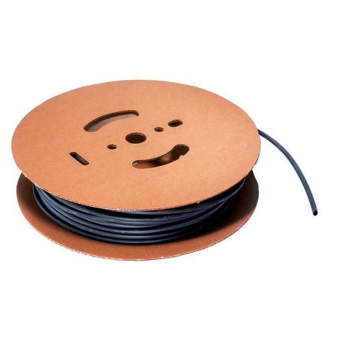 Термоусадочная трубка без клеевого слоя RUICHI, коэффициент усадки 2:1, катушка 50 м, диаметр 35 мм, черная | код 60743 | Ruichi