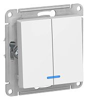 Выключатель 2-кл. AtlasDesign (сх. 5а) 10AX с подсветкой механизм лотос | код ATN001353 | Systeme Electric