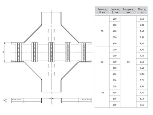 Ответвитель крестообразный для лестничного лотка 100х600 мм | код xlt100600 | EKF фото 3