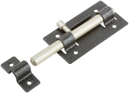 Задвижка накладная усиленная для дверей, круглый ригель, серебро | код 66691 | РОС фото 2