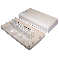 Настенная коробка с установленными плинтами, 1 размыкаемый плинт, 10 пар, пластик | код TWT-DB10-1P-DIS | TWT
