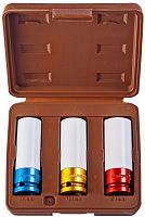 912503 Набор головок торцевых глубоких для ударного инструмента 1/2DR, для лекгосплавных колесных дисков, 17,19,21 мм, 3 предмета | код 912503 | Ombra